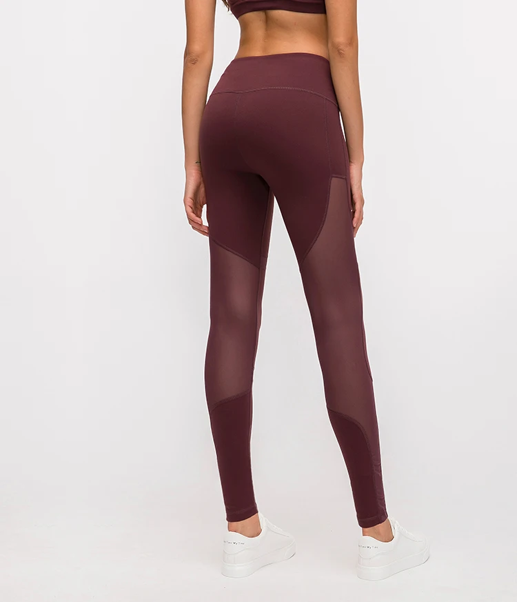 Womens Compression Pants with Pocket Sportswear Fitness Yoga Wear Supplex Mesh Sport Leggings