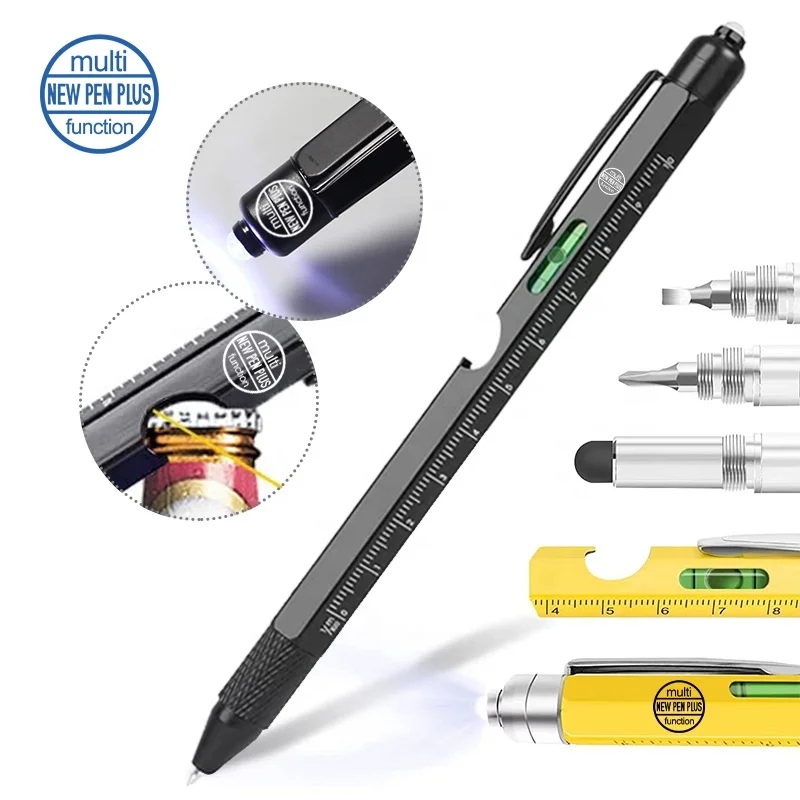 Рекламный подарок красочная шариковая ручка открывалка для бутылок металлическая шариковая ручка 9 в 1 многофункциональная ручка