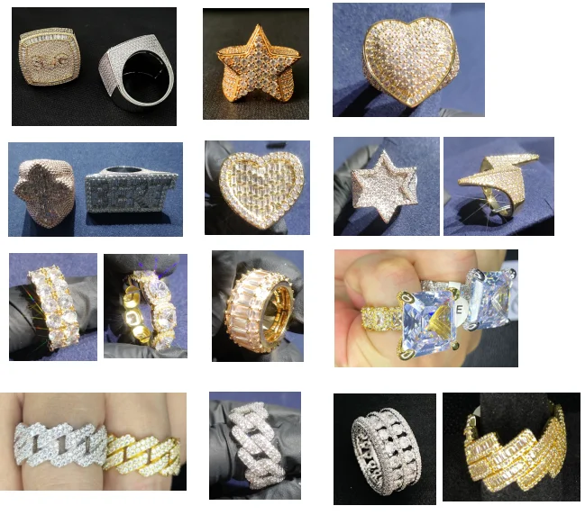 925 Sterling Silver Custom Jewelry moissanite Ring VVS Lab diamond Hip Hop  Heart Ring