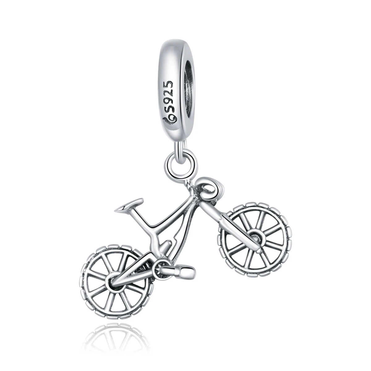 Fashion Sterling Silver 925 Mountain Bike Pendant Charm for DIY Necklace or Bracelet Jewelry Making