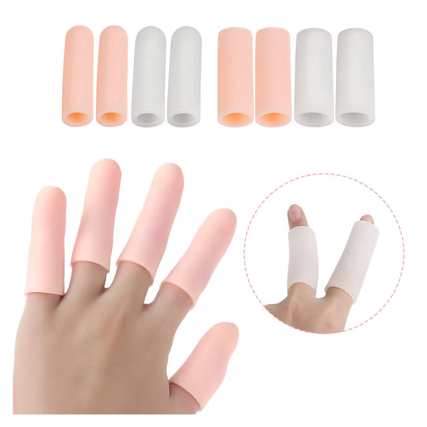 F0203 5pcs/set Gel Finger Cap Protectors Silicone Cracked Finger Cover Cots Hand Moisturizing Protect Dry Toe Sleeve Tubes Caps