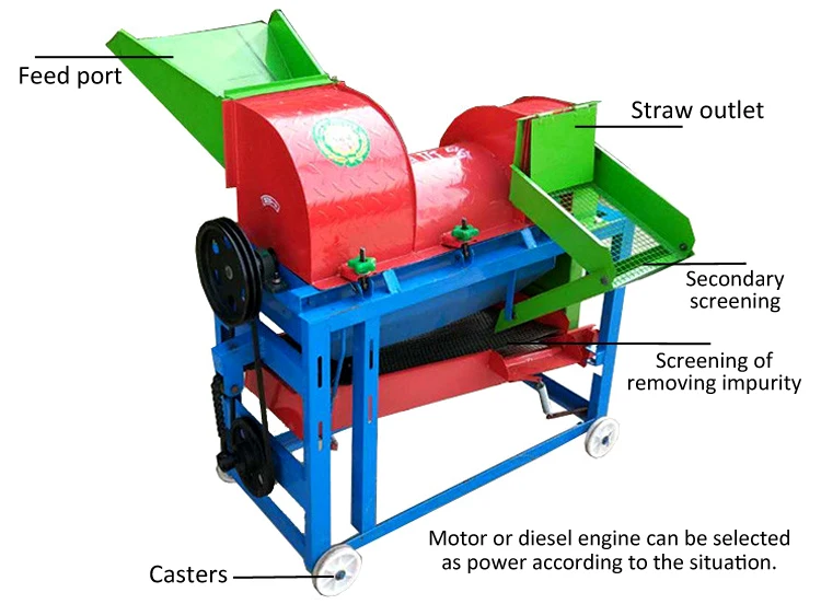 Neweek Diesel maize sorghum husker threshing sheller machine / Electric Farm corn soybean shelling thresher peeling machine