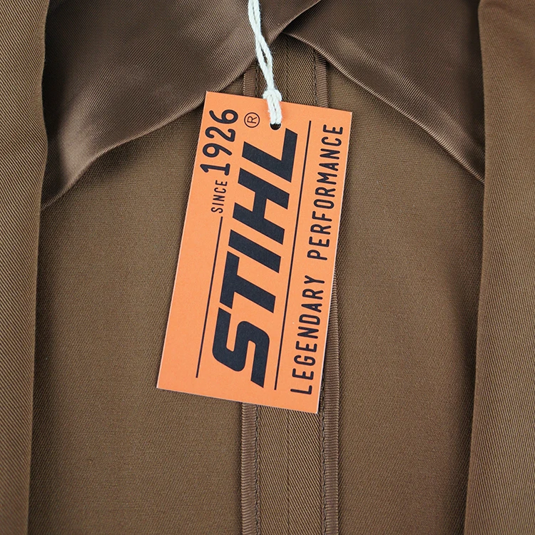 Сертифицированная FSC компания, подвесная бирка для одежды на заказ, оранжевые модные бирки с булавкой безопасности