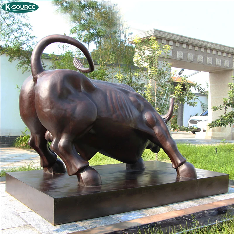 Outdoor life size mental animal garden bronze sculptures The famous Wall Street brass bull sculpture