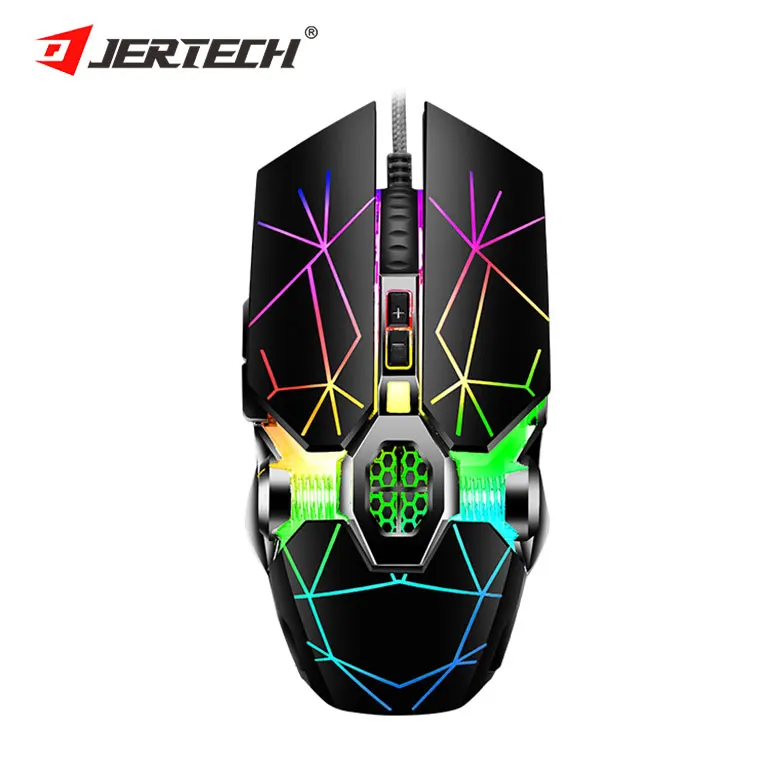 Фабричная программируемая макро-мышь Jertech leven S30 Shenzhen 4000 точек/дюйм 7d регулируемая светодиодная Rgb проводная Usb компьютерная игровая
