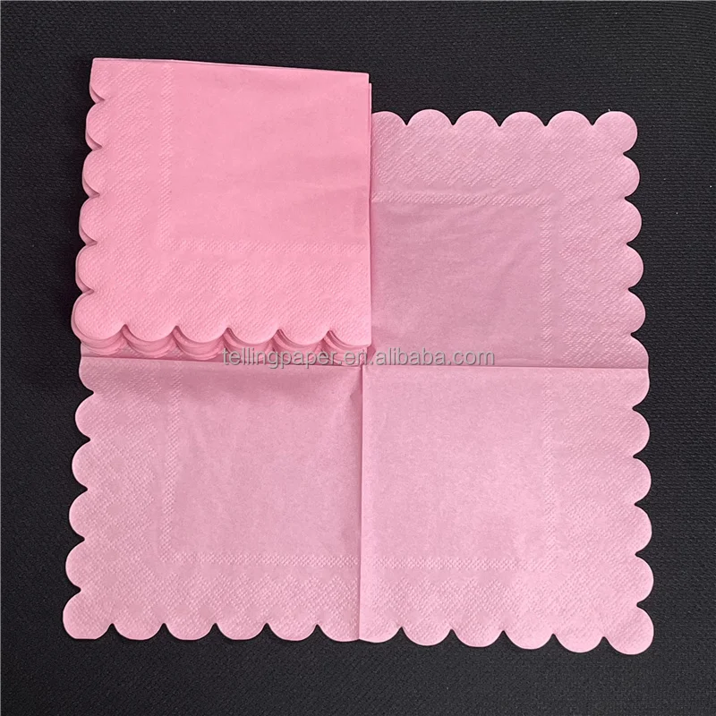 Customized Manufactured Company Disposable Colored Paper Napkins White Brown Black Bar Logo Pack Style Pink Dinner Napkins