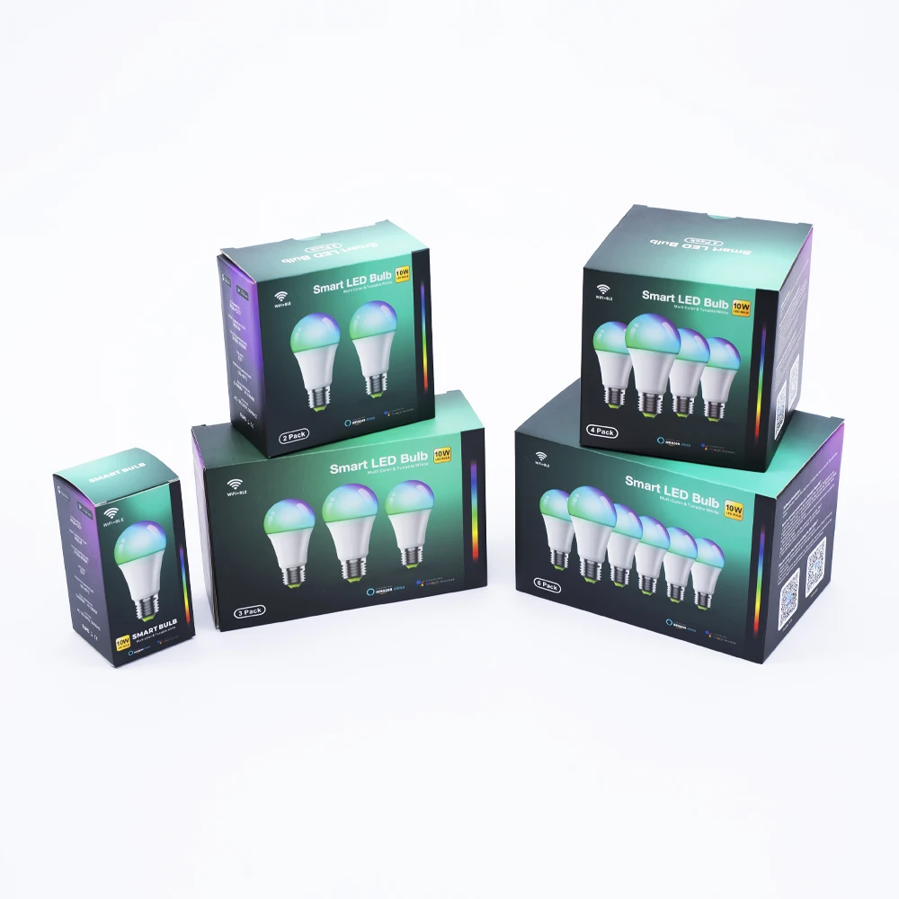 Manufacturer Wholesale RGB Smart LED Light Bulb A19 E26 E27 9W 10W Bluetooth Switch WiFi APP Voice Control Bedroom Living Room