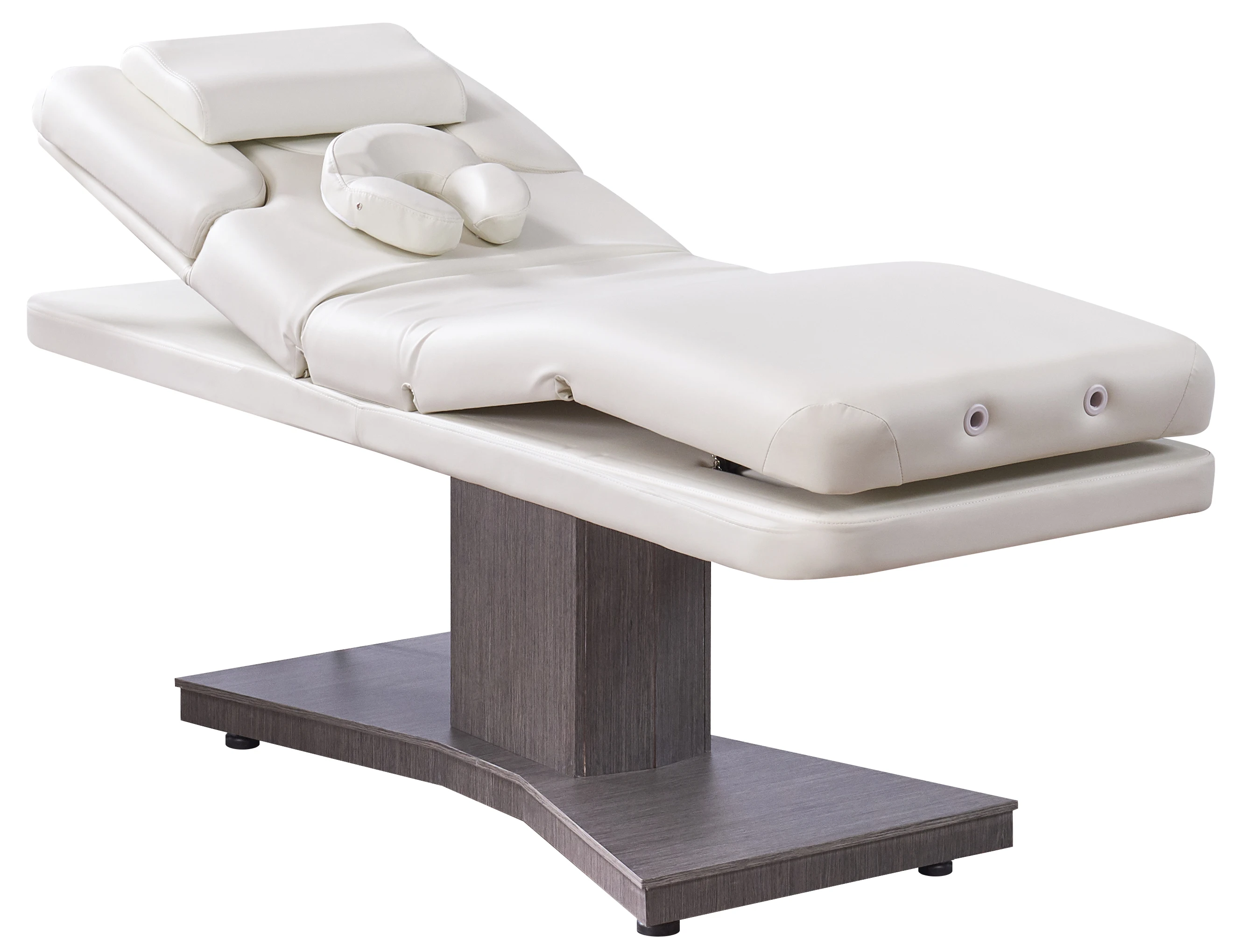 Modern Electric Adjustable Spa Bed Massage Table for Beauty Salon Tattoo Chair Wooden Base Furniture with 3 Detachable Pillows