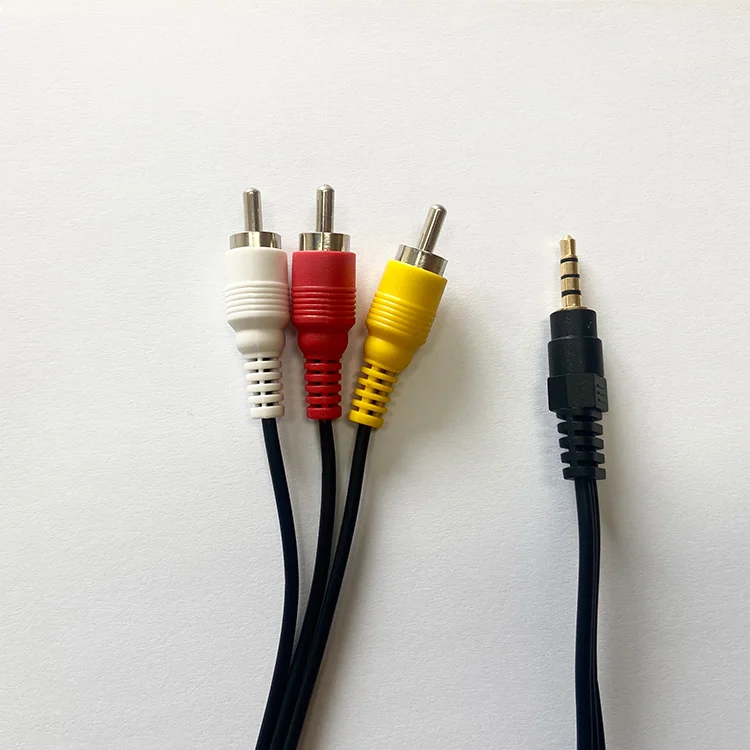 Audio AV Cable Composite Video L2m Cable 3.5mm stereo male Black Jack to 3RCA Male White Red Black Bare Copper PVC DVD Connector