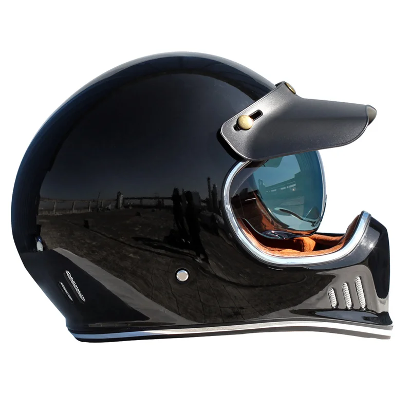 High quality black glass steel motorcycle full face helmet