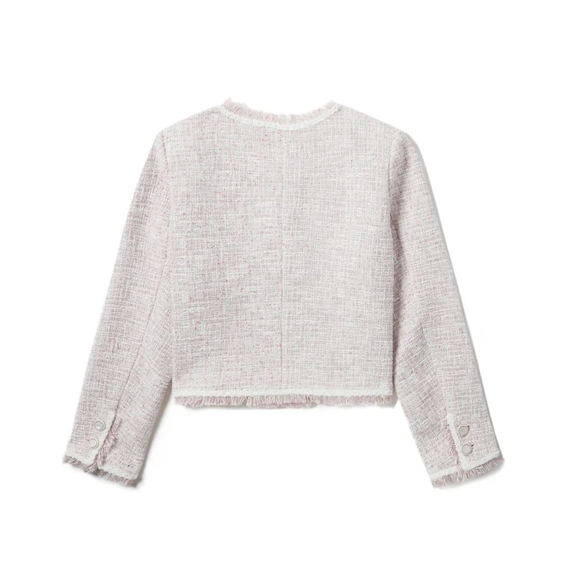Wholesale New Arrivals Hot Selling Paris Design Elegan Tweed Blazer Top Pink Young Light Ladies Small Fragrance Jacket