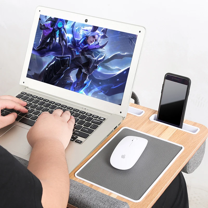 
Portable Easy to take computer table laptop desk with built-in cushion light 