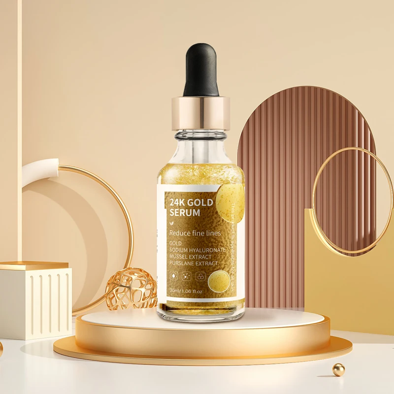 Private Label Cosmetics 24k Gold Serum Hyaluronic Anti-aging Anti-wrinkle Moisturizing Gold Face Serum