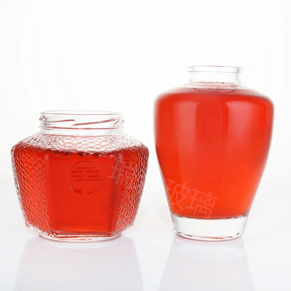 150ML 250ML 375ML 500ML 8oz honey jam kitchen food storage container bottle Empty glass jar Metal lid