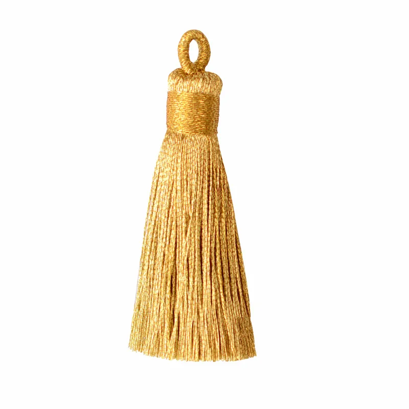 
LONGJIE tassel supplier 2019 gold 85mm nylon fringe decorative tassel for curtain 
