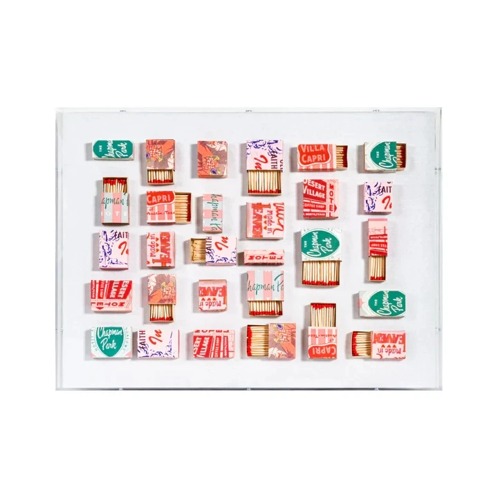 Home Decor Abstract Handmade Mixed Media Artwork With Acrylic Shadow Box 3D Match Painting And Wall Art