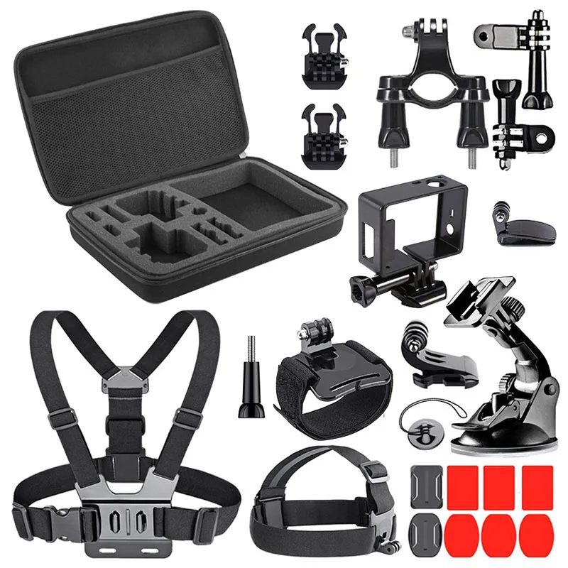 Cheap moto bike accessories gopro hero11 kit  For Gopro5  6 7 8 9 10 11 Black Mount For Yi 4k Mijia Action Camera Accessory Kit