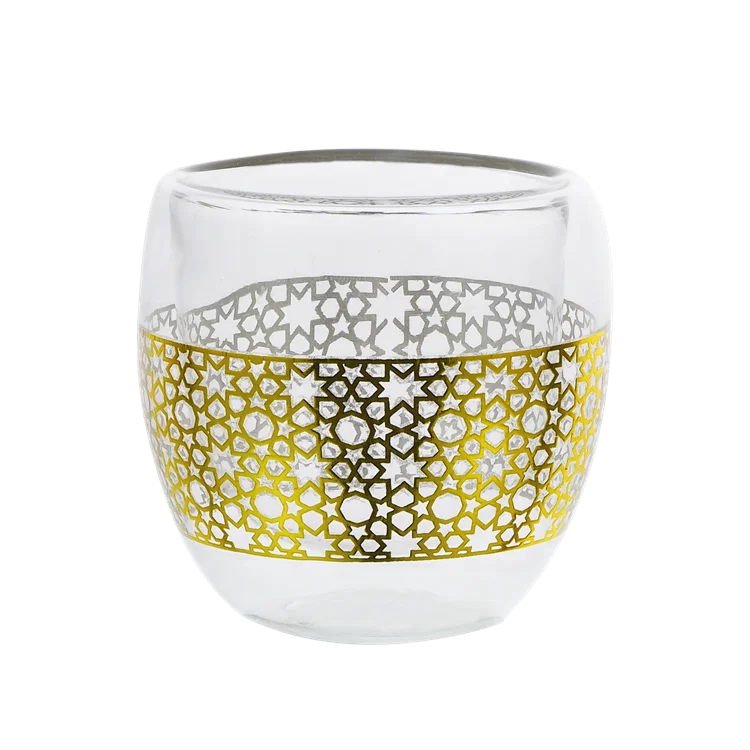 80 мл термостойкий Арабский стиль с двойными стенками турецкое чайное стекло Qahwa золотой фольгой для праздника Рамадан