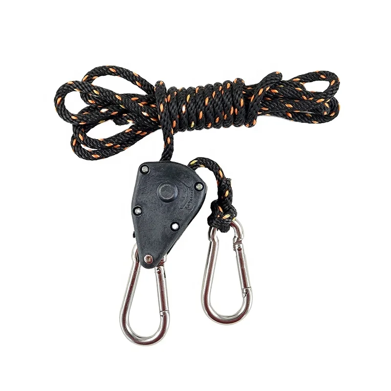 Durable 1/8 Inch Adjustable Lashing Belt Hanger Rope Ratchet Tie Down Strap with Carabiner