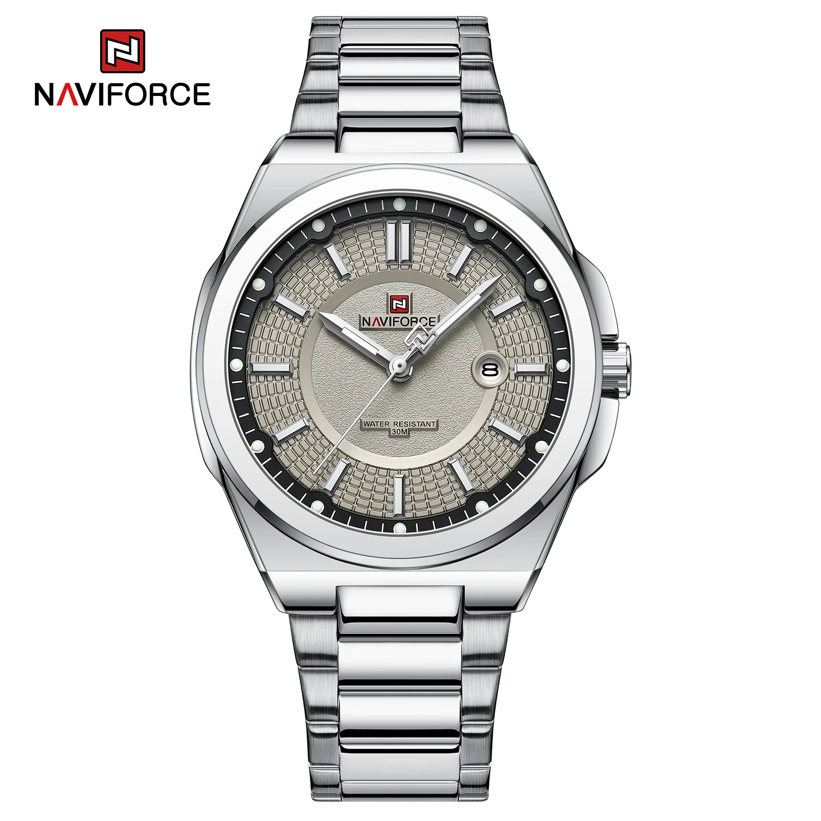 NAVIFORCE NF9212 luxury personalized man quartz watch nice Stainless steel band Luminous date display Minimalist business watch