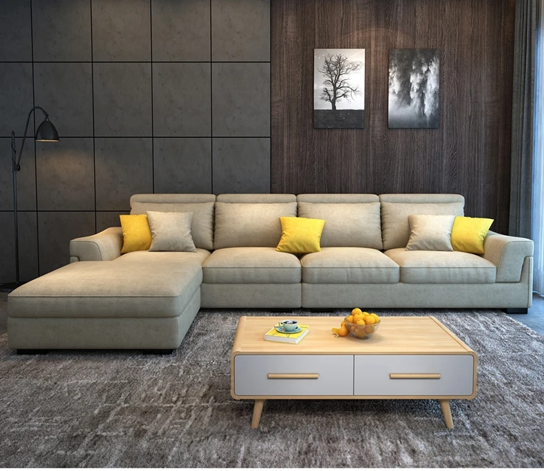
new material leathery fabric sofa modern furniture l shaped sofa designs Living room corner sofa set furniture modern 