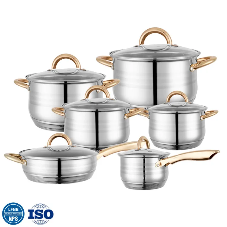 12 piezas de ollas de cocina acero inoxidable tencere setleri juego de ollas de acero inox
