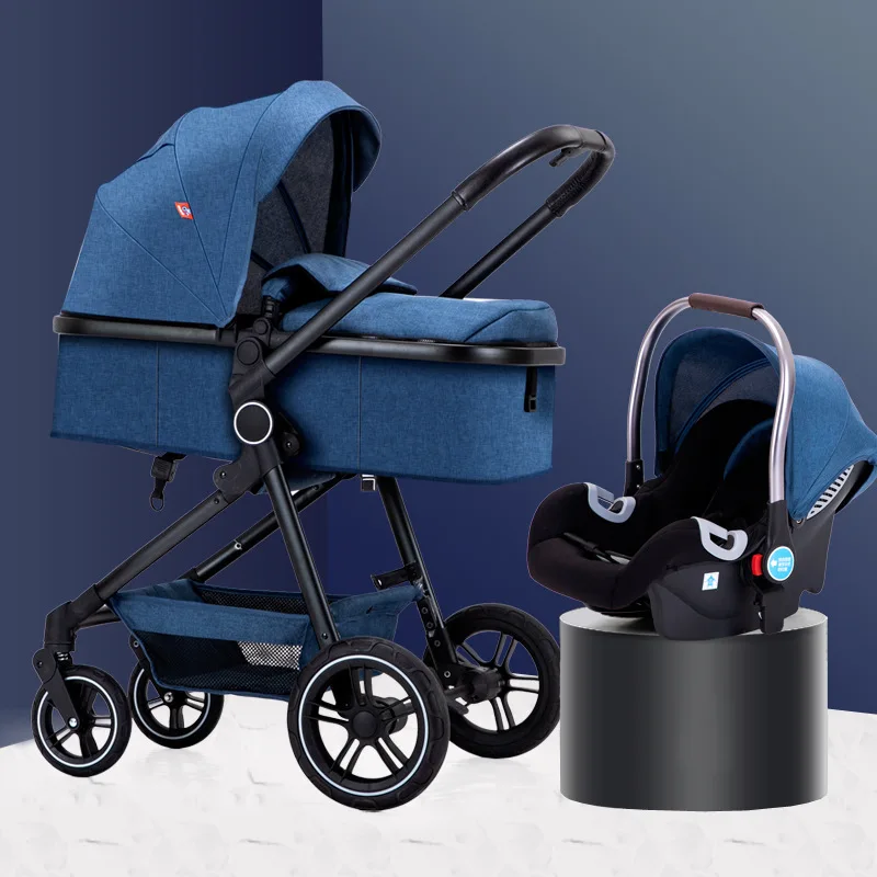 Multi-functional baby stroller high landscape light can sit and lie foldable shock-absorbing two-way newborn child basket stroll