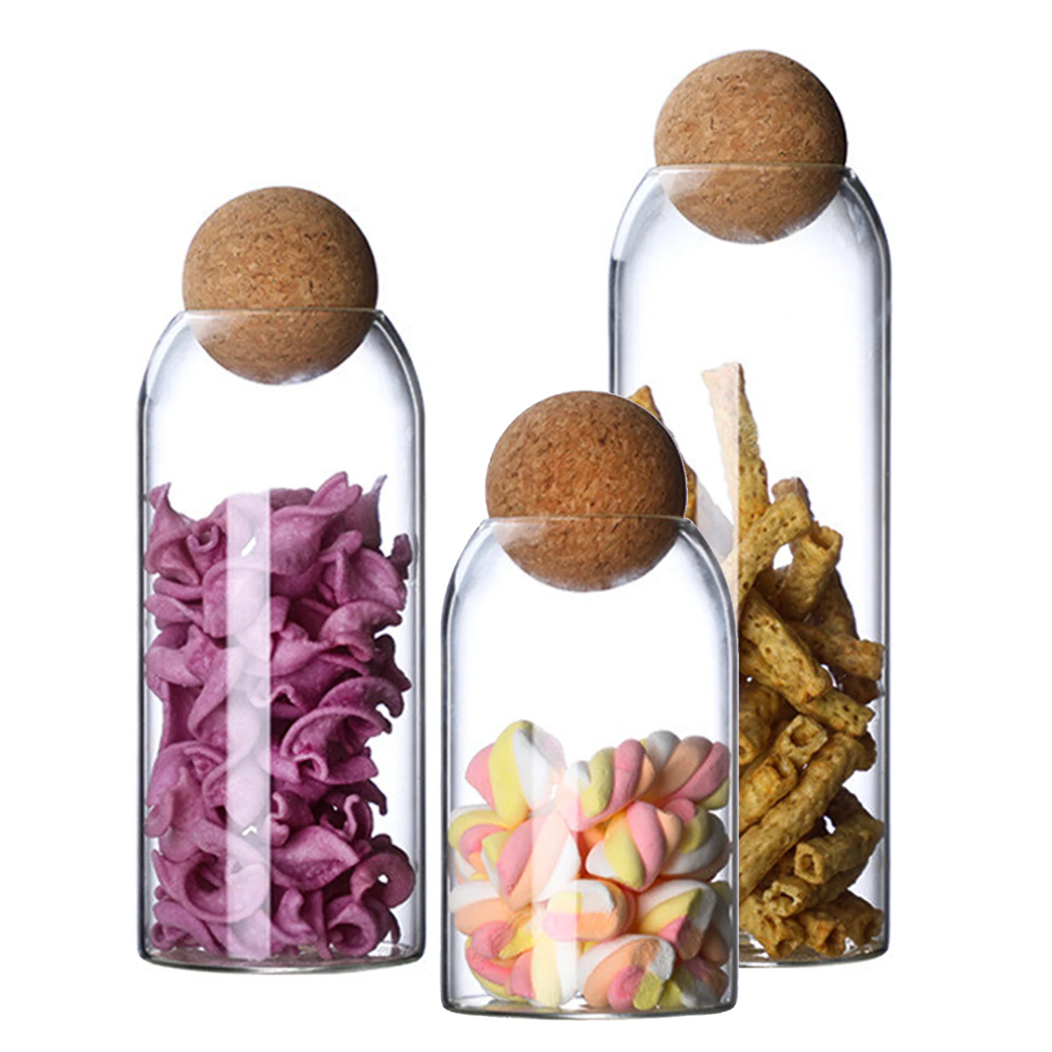 Wholesale hand made Borosilicate Food Container coffee bean glass storage jar with Cork Stopper