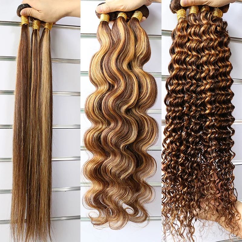 Factory direct hair weave p 4 27 color 100% Brazilian virgin human hair straight two tone ombre hair extension bundles vendors