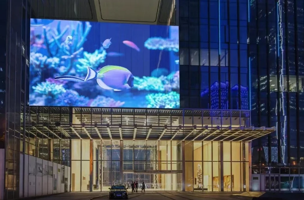 high resolution transparent LED video glass 16 bit color bit transmittable LED screen