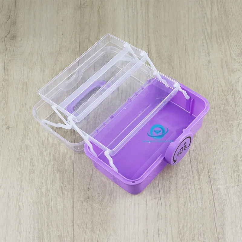 Transparent PP plastic toolbox three-layer portable hardware storage box household emergency medicine box