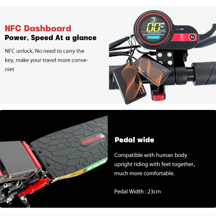 EU USA European Warehouse Adult E-Scooter with 1600W Dual Motors 18 AH Max Speed up to 50km/h Max Durance 60km Electric Scooter