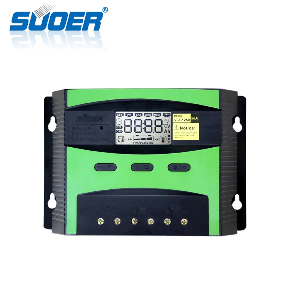 Suoer 12 /24 volt 50A PWM lcd display solar tracking charger controller