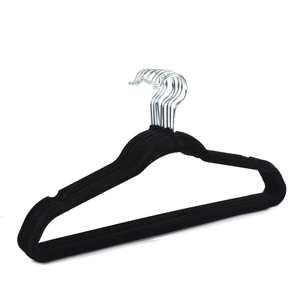 Manufacturer Slim Space Saving Velvet Hanger Non Slip Flocking Velvet Clothes Hanger Wholesale