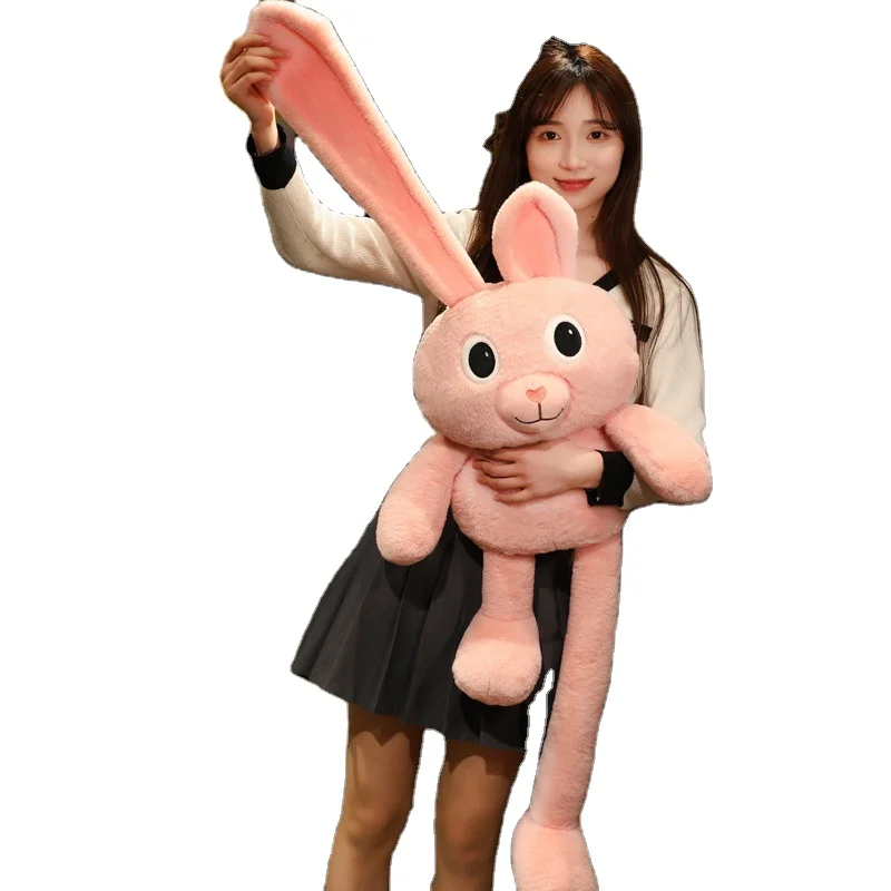 New Arrival Pet Cute Cartoon Doll Soft Stuffed Animals Sleeping Long Ear Stretch stretchable Stuffed Toy Rabbit Wholesale