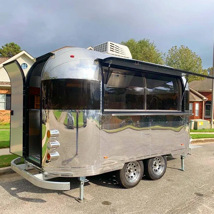 Customized Mobile Airstream Food Trailer/Hot Dog Cart With Grill And Refrigerator/ Fast Food Truck For Sale