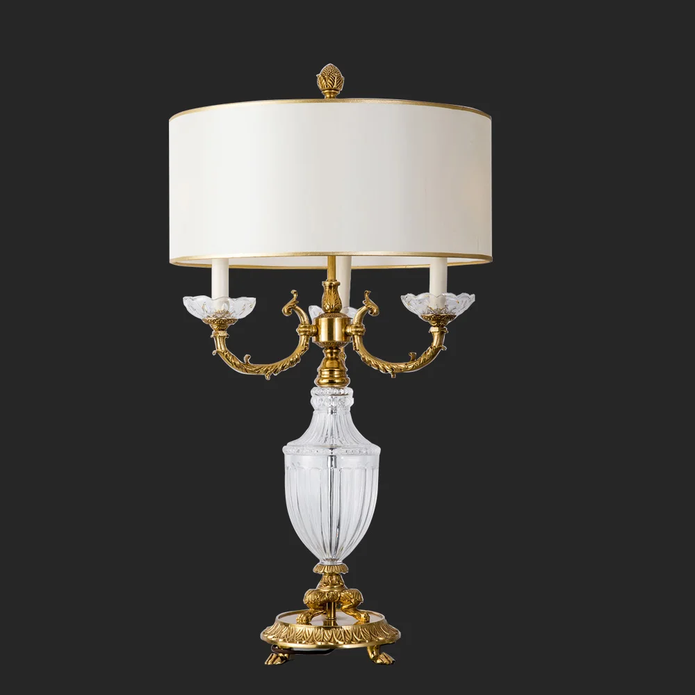 Home Decoration Table Decor Table Lamp Desk Lamp LED White Room Lighting Crystal and Brass Antique French Luxury Bronze AC 80