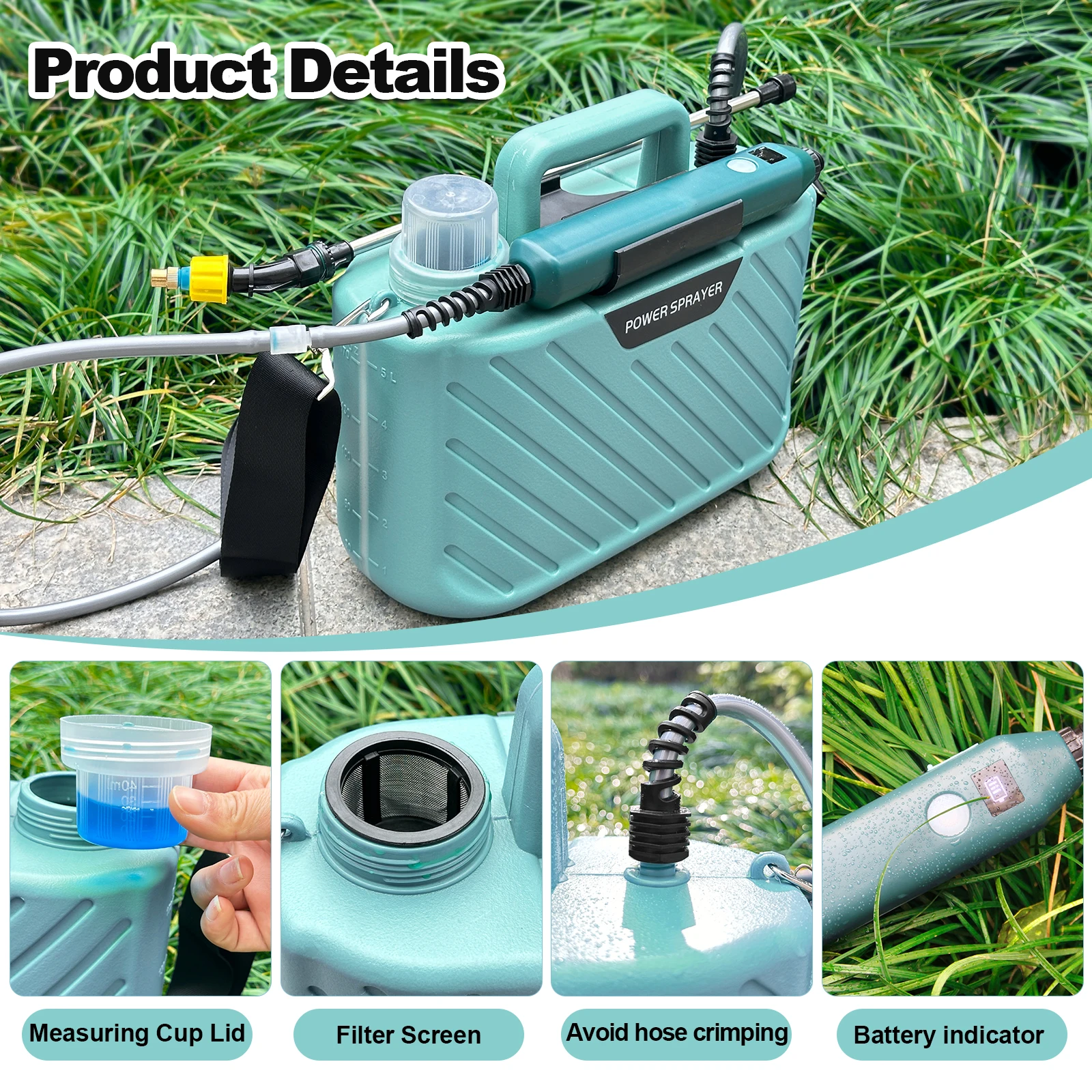 Sylstar Home Garden Square 5L Battery Agricultural Spray Pump Portable Electric Power Sprayer