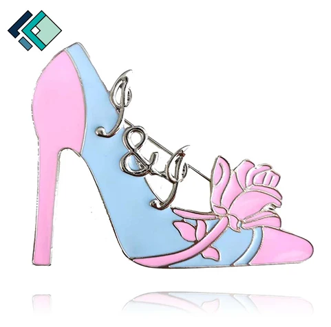 Custom Design Fashion Metal Craft Various Shoes Enamel Brooches High heeled Shoes Roller Skates Badges Custom Creative Badge