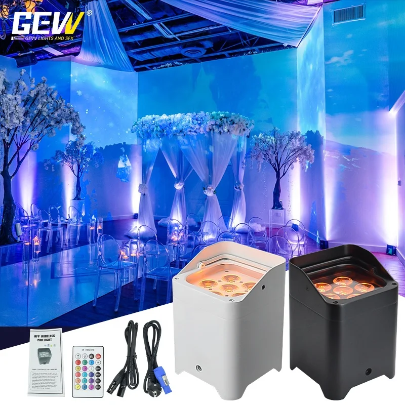 Wholesale DMX  Battery 6 Pcs 18w RGBWA UV 6in1 LED Uplight Par Light For Wedding Restaurant Hotel Decoration