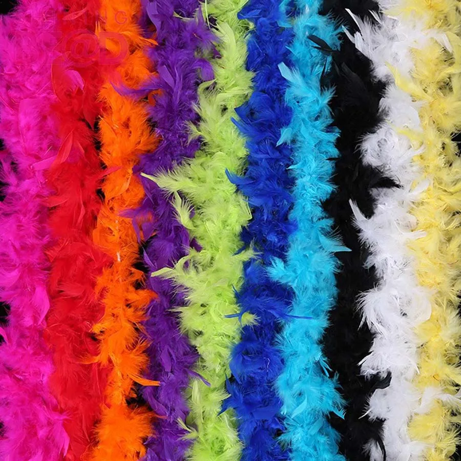 High Quality bulk 2 meter turkey  feather boa 40g-120gr feather scarf for latin ballroom dance stage performance  factory supply