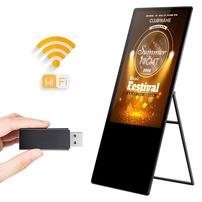 43 49 55 inch indoor mobile Battery power advertising signage display portable touch screen lcd digital poster