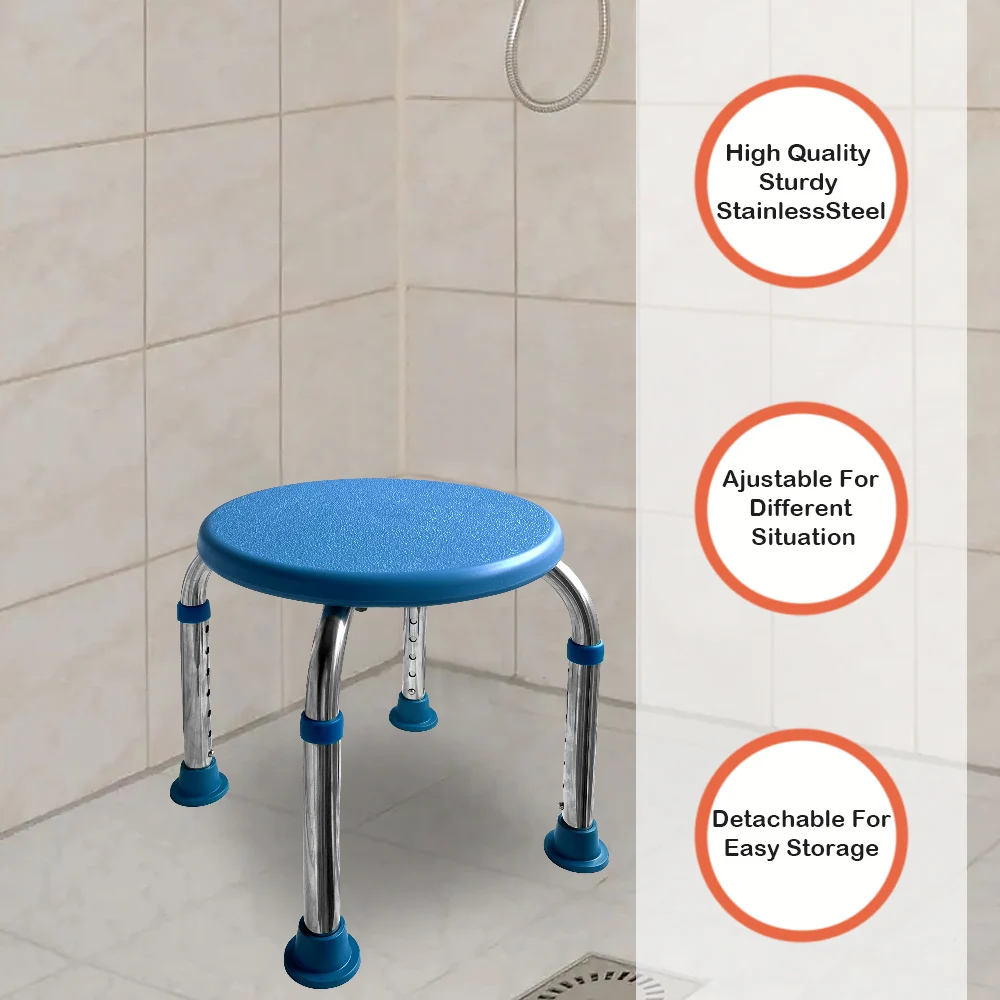 Stainless Steel Collapsible Round Elderly Bath Shower Chair for Senior