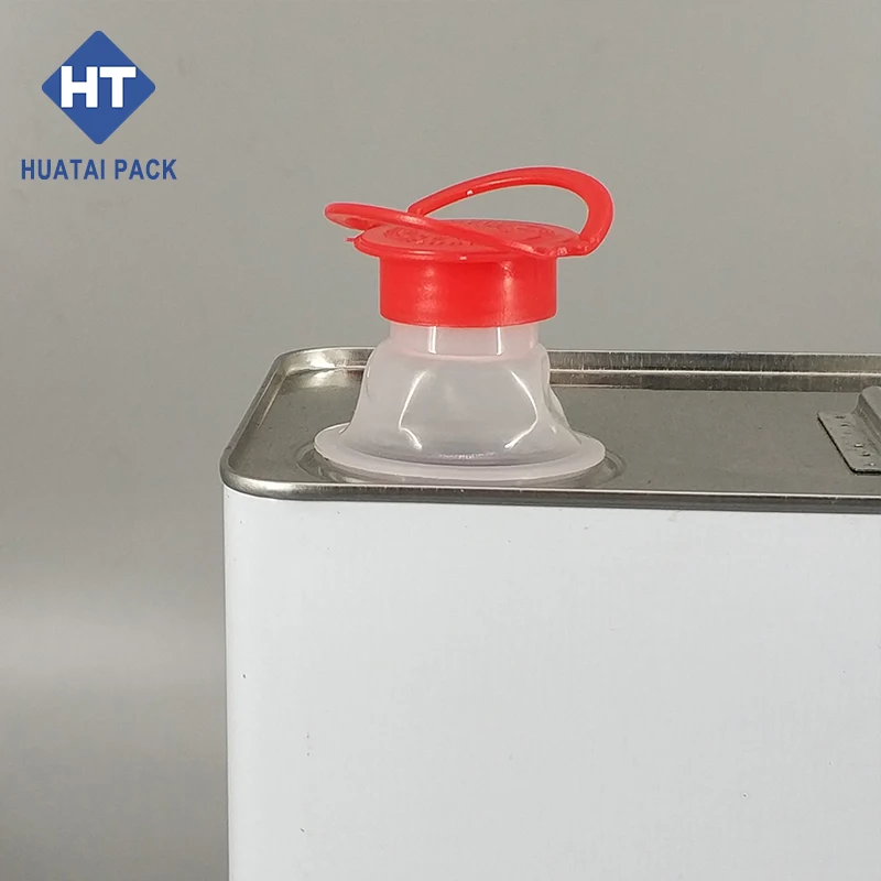 5L oblong f-style tin can for oil, rectangular paint can, lubricant oil metal containers with plastic spout lid