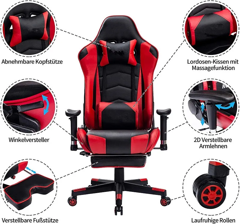 2022 New Gaming Chair Adjustable Professional Custom Best Leather Ergonomic Gaming Chair