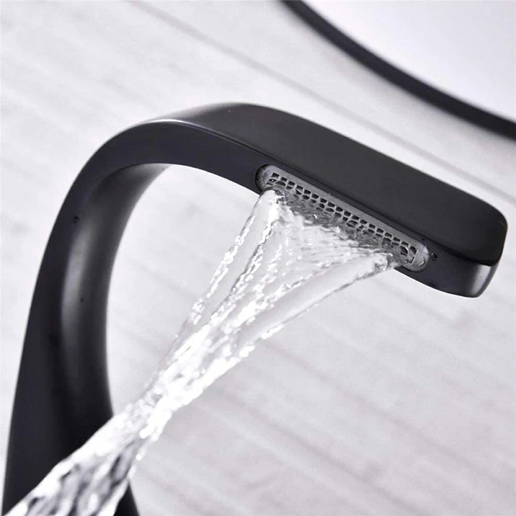 Modern Design Bathroom Lavatory Tap Tapware Copper Black Chrome Hot and Cold Washbasin Waterfall Faucet