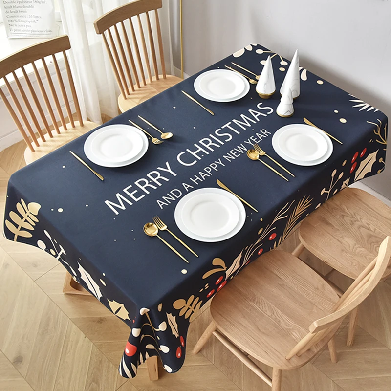 
2021 new square tablecloth navy blue tablecloth oil resistant and waterproof tablecloth 