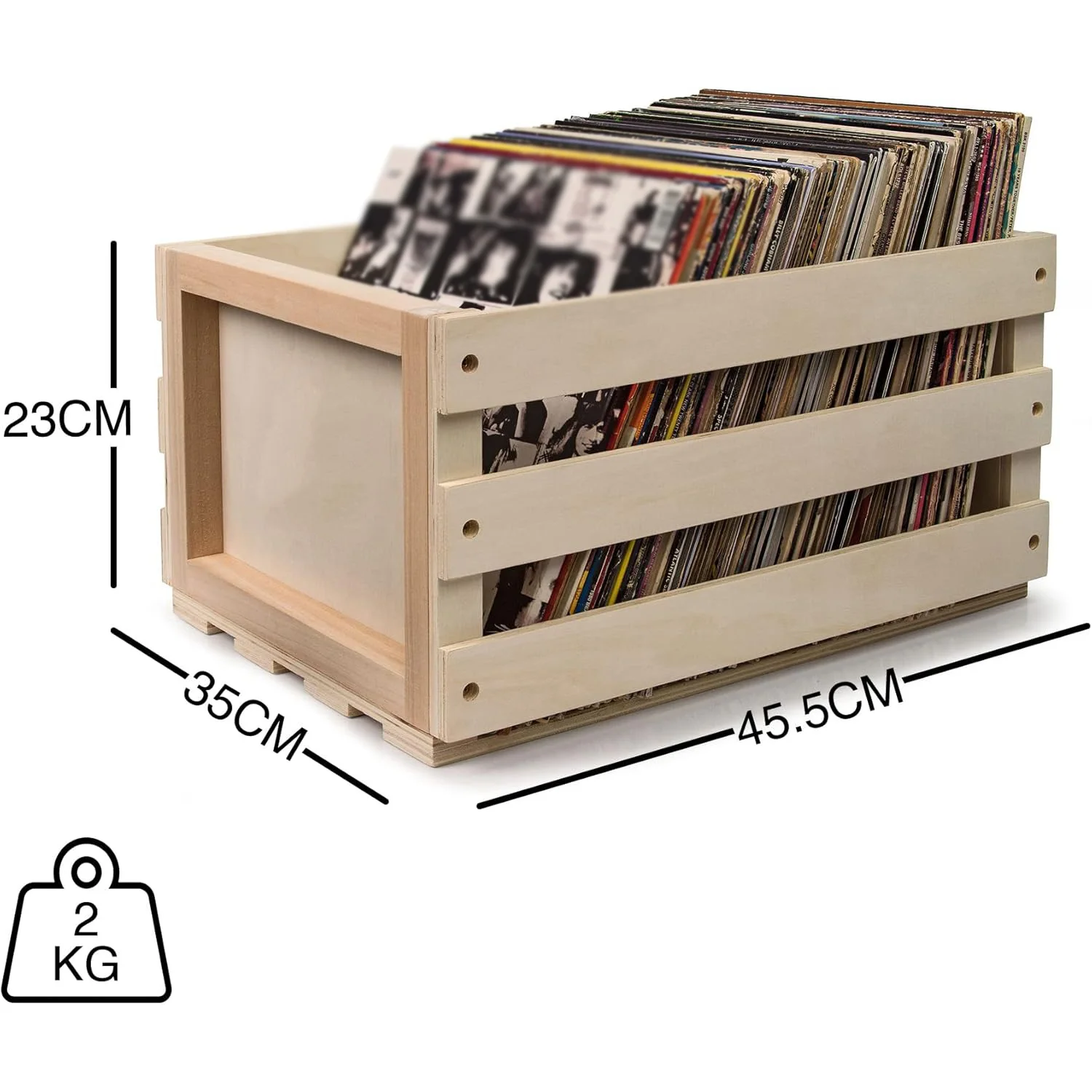 Wooden Record Holder Wooden Storage Box Record Storage Crate Holds up to 75 Albums Multifunction Customized CLASSIC Rectangle