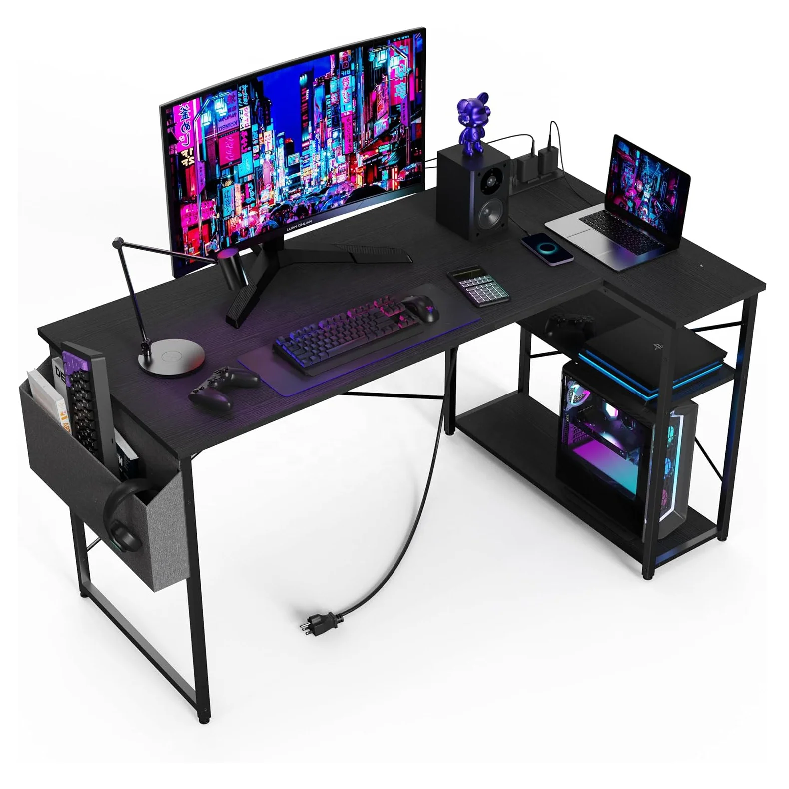 Esports Professional Home Modern Custom Ergonomic 160cm L Shaped RGB Led Writing Racing Gaming PC Computer Table Desk