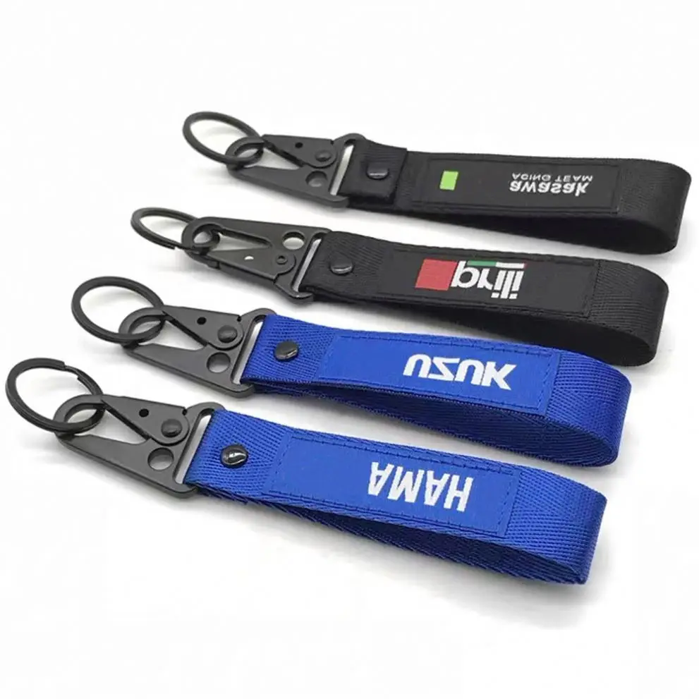 Custom silicone nylon woven sublimation wristband hand wrist keychain short lanyard key chain